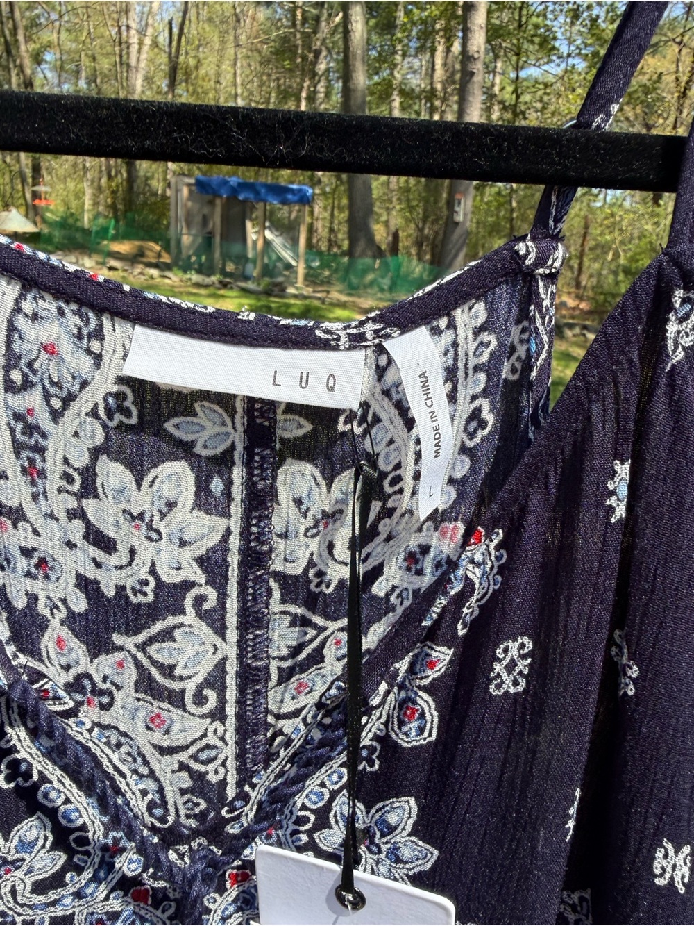 Navy Paisley Tassel Boho Tank Top - Picture 6 of 7